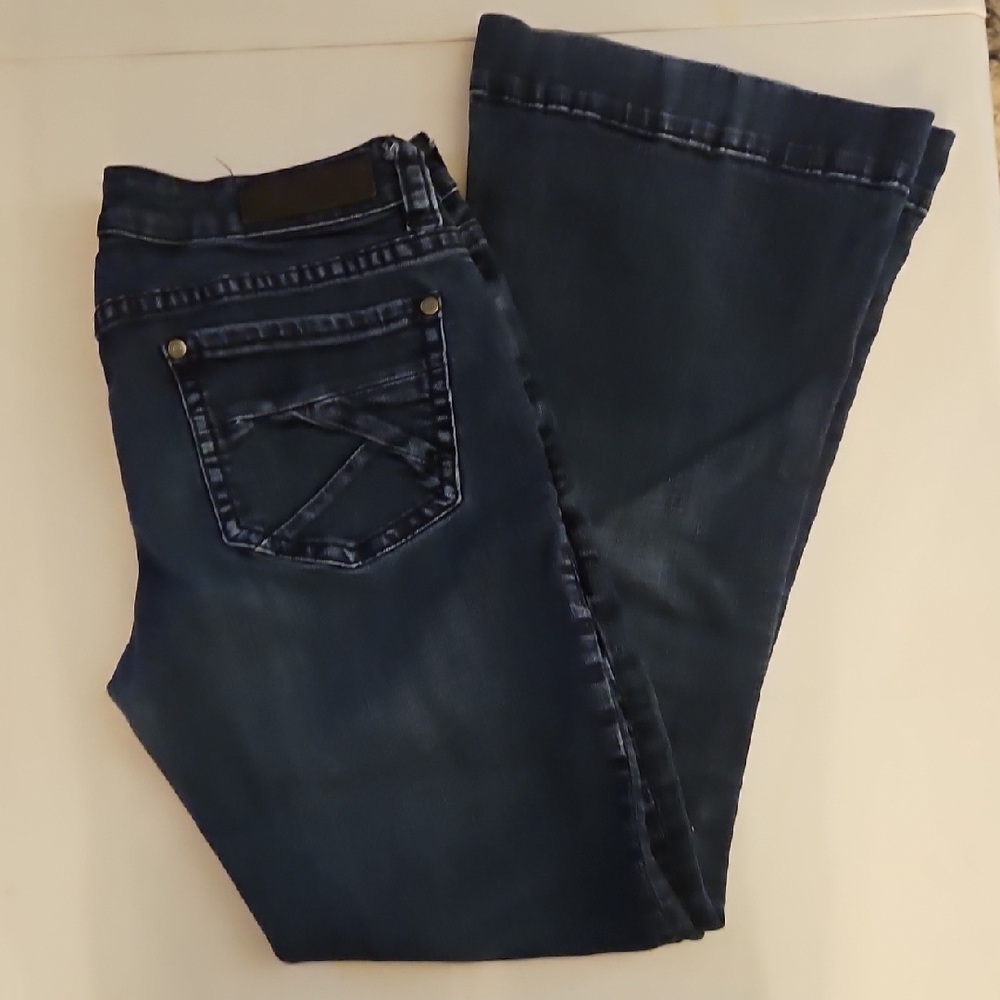 Rock & Roll Cowgirl Dark Blue Flare Jeans